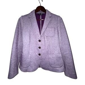 TALBOTS Women's Purple Tweed Blazer Jacket Size 10 Wool Blend Button - Fair/Good